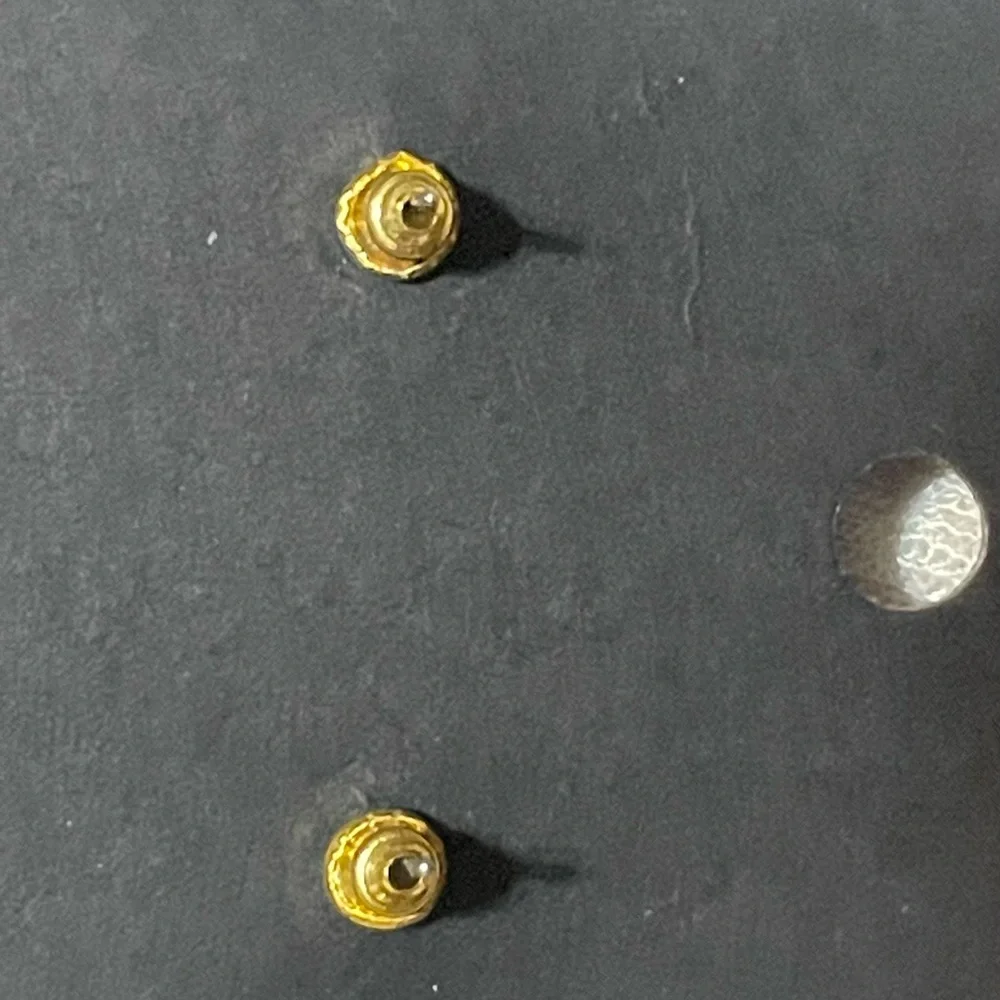 Swarovski Silver Square Cut Crystal Stud Earrings‎ with Gold Trim and Backing.